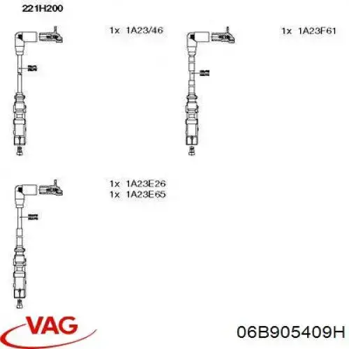 Zestaw przewodów wysokiego napięcia VAG 06B905409H cena, od 64,51 USD