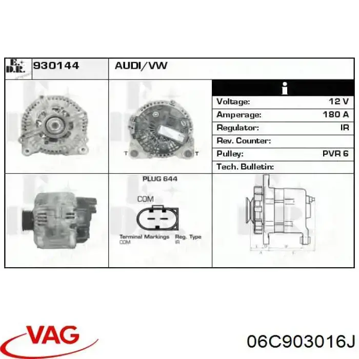 Alternator VAG 06C903016J cena, od 140,59 USD
