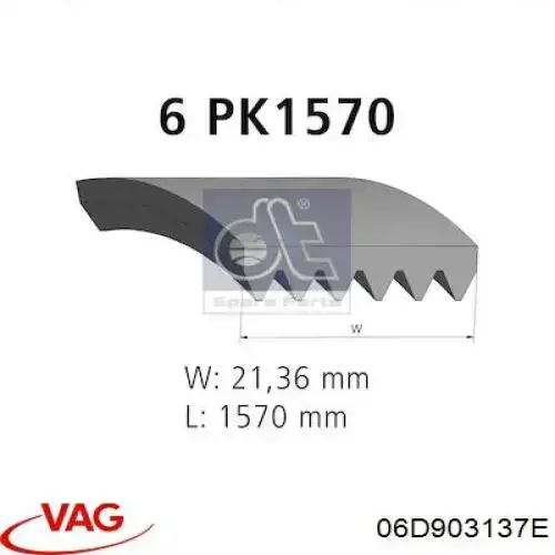 Pas napędowy mechanizmów VAG 06D903137E cena, od 62,31 USD