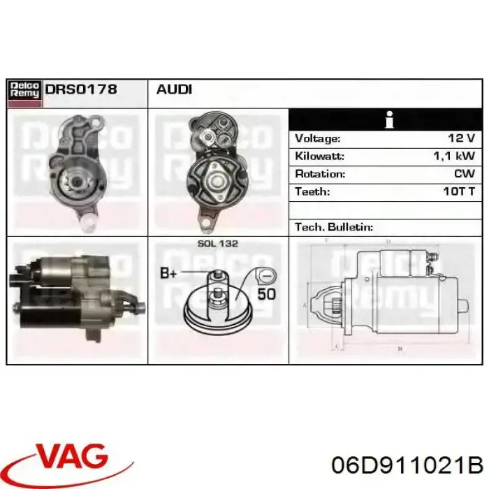 Rozrusznik 06D911021B VAG