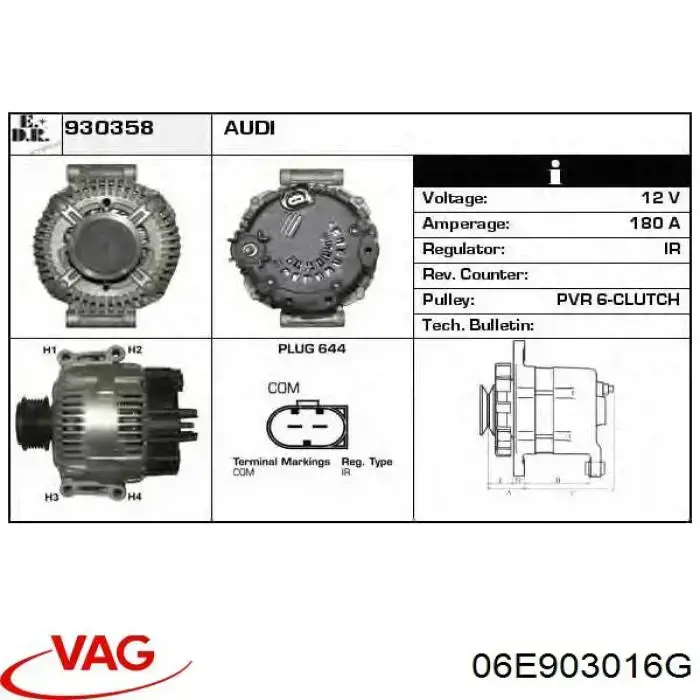 Do koszyka 06E903016G VAG Alternator