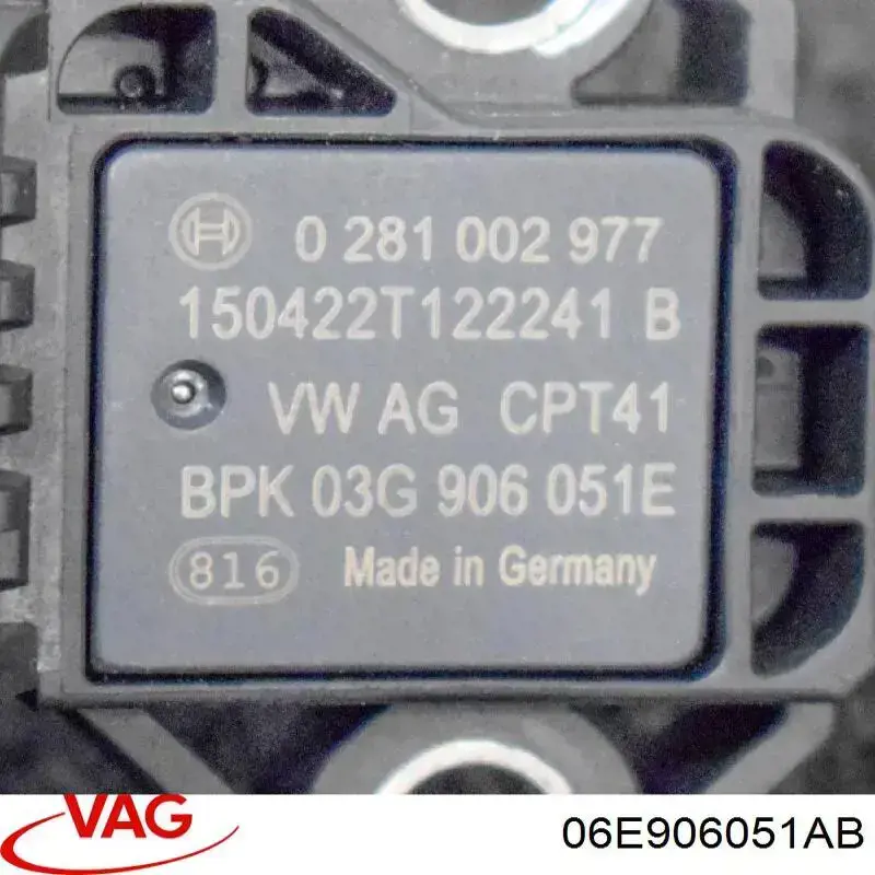 Do koszyka PAC906051 VAG Czujnik ciśnienia doładowania (powietrza w turbinę)
