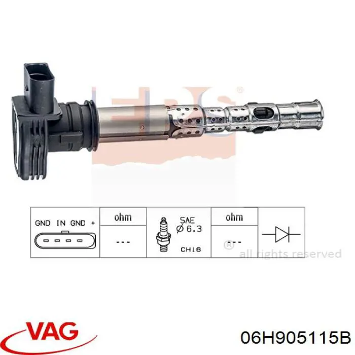 Cewka zapłonowa VAG 06H905115B cena, od 64,16 USD