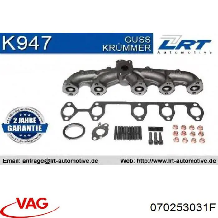 Kolektor wydechowy VAG 070253031F cena, od 220,83 USD