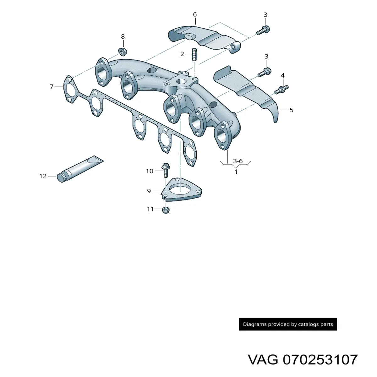 070253107 VAG Uszczelka kolektora wydechowego dolna