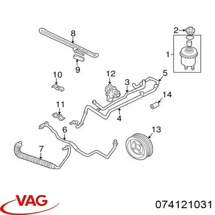 Do koszyka 074121031 VAG Koło pasowe pompy wspomagania hydraulicznego