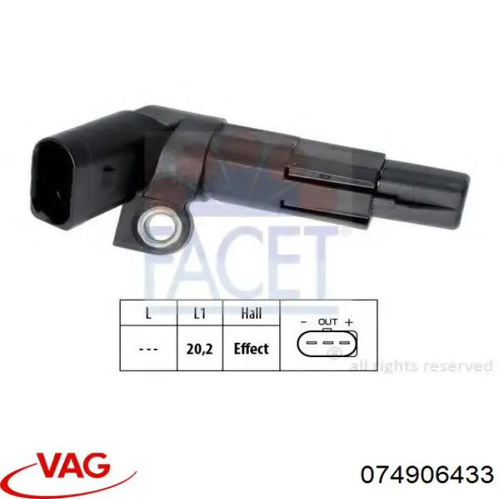 Czujnik położenia wału korbowego VAG 074906433 cena, od 45,74 USD