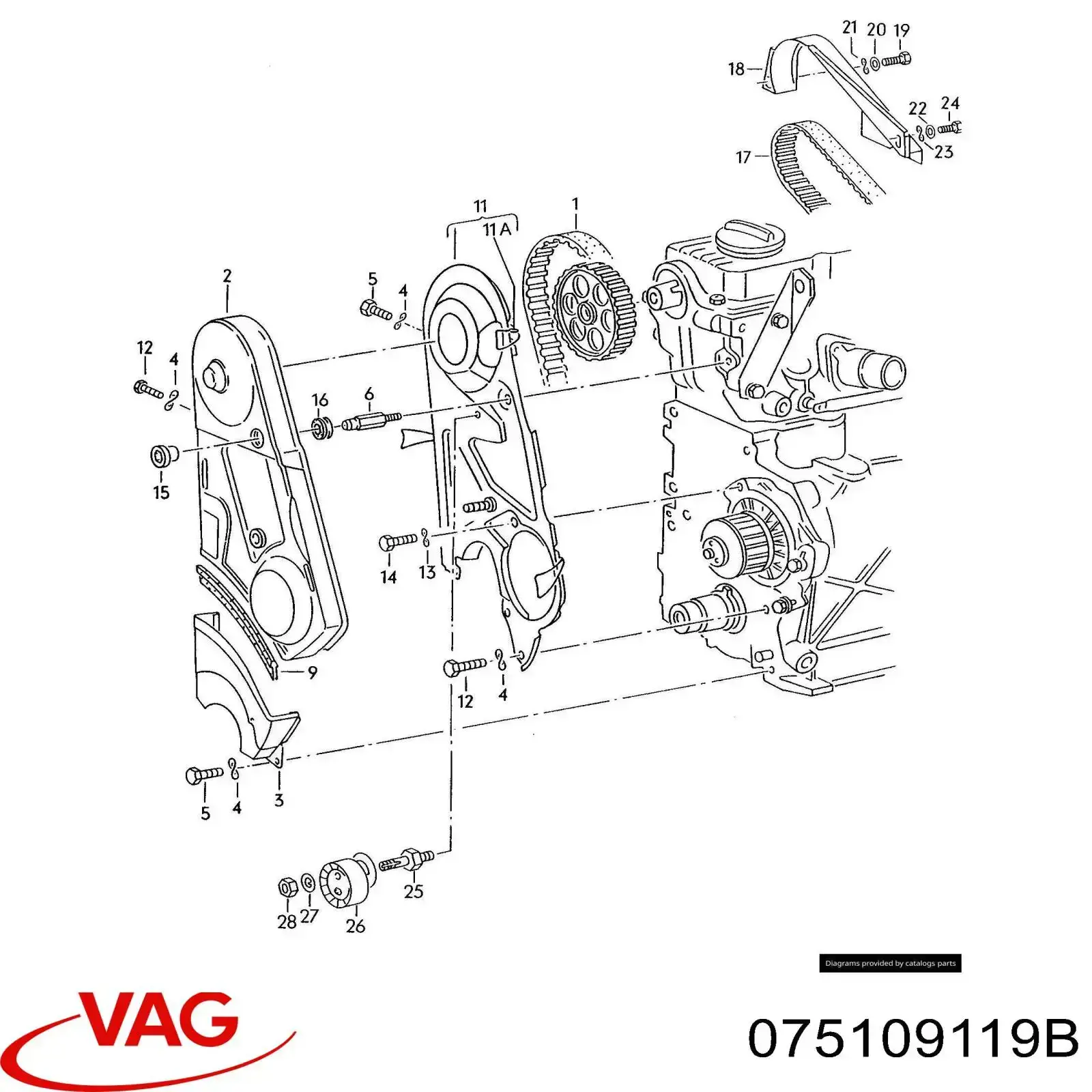 Pasek rozrządu VAG 075109119B cena, od 14,99 USD
