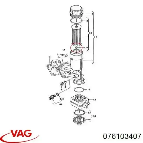 076103407 VAG Zaślepka głowicy cylindrów/bloku cylindrów