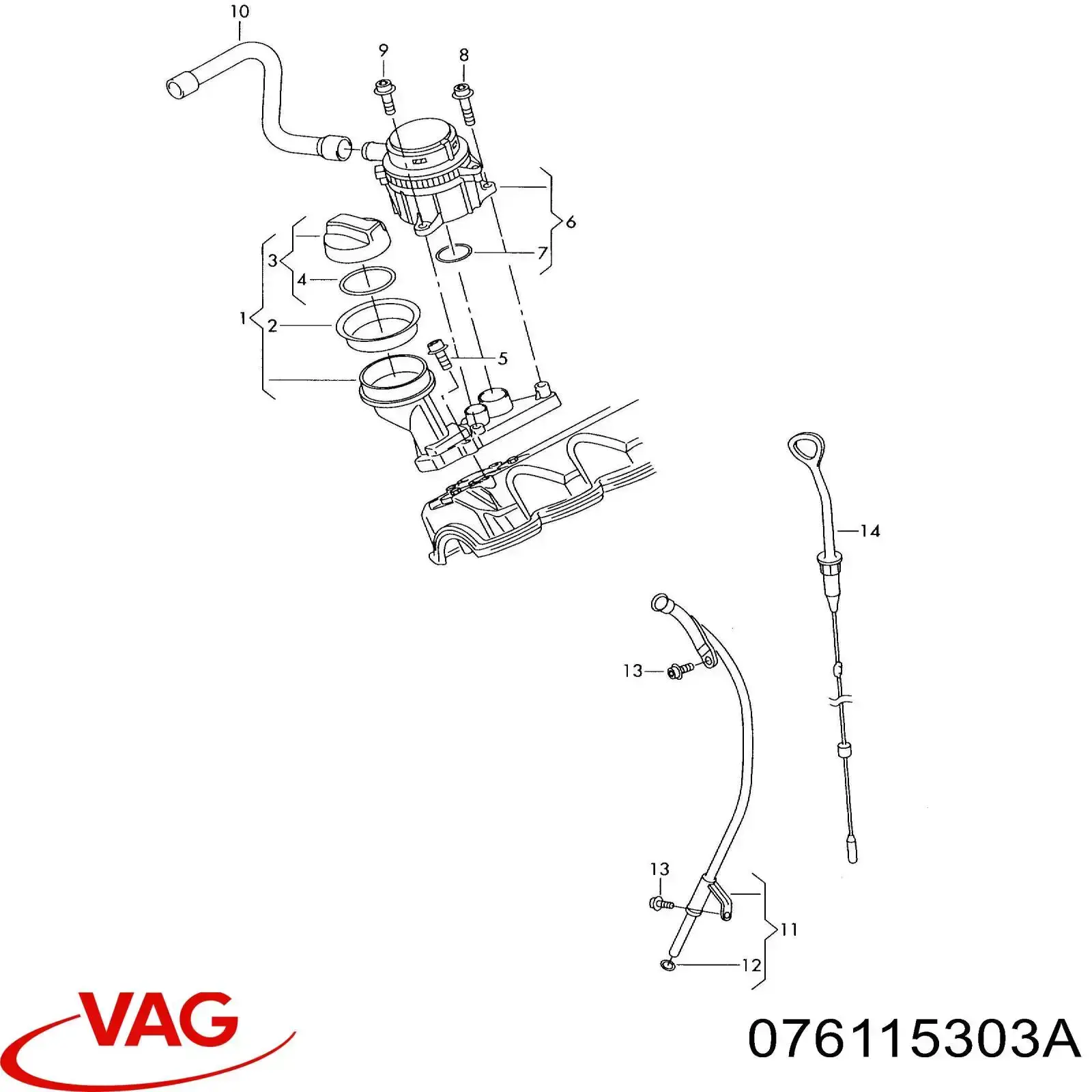 076115303A VAG Kołnierz wlewu oleju