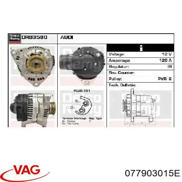Alternator VAG 077903015E cena, od 232,87 USD