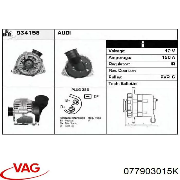 Alternator VAG 077903015K cena, od 199,31 USD