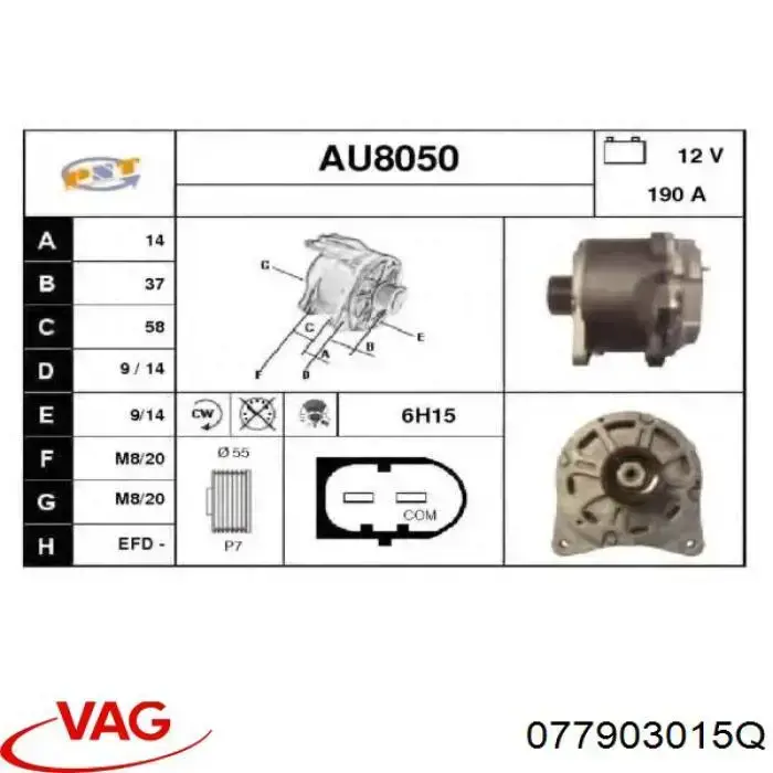 Do koszyka 077903015Q VAG Alternator