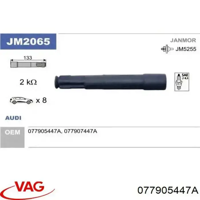 Do koszyka 077905447A VAG Końcówka świecy zapłonowej