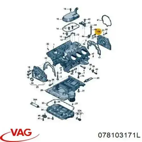 Uszczelniacz wału korbowego silnika tylny 078103171L VAG