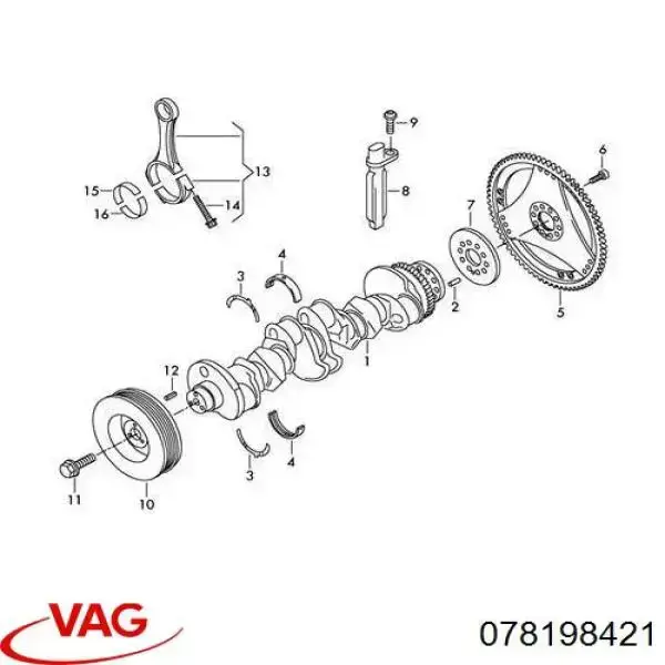 Półpierścień oporowy wału korbowego, STD, zestaw VAG 078198421 cena, od 21,99 USD