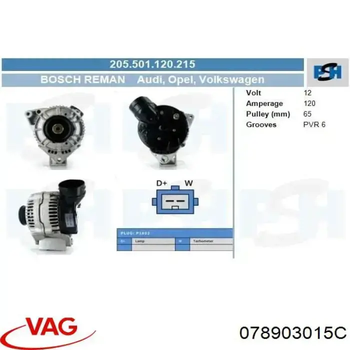 Alternator VAG 078903015C cena, od 87,18 USD