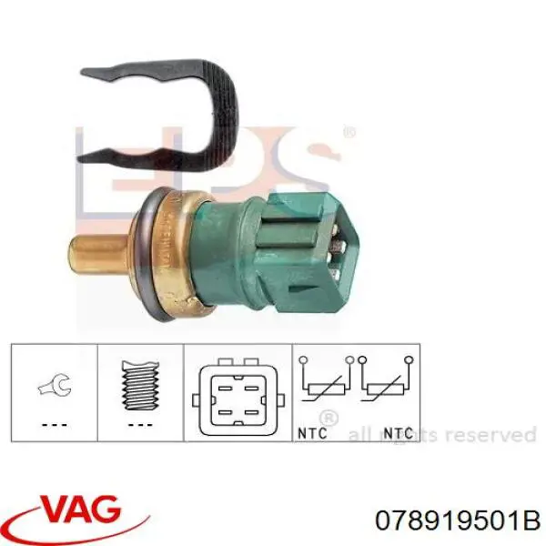 Czujnik temperatury płynu chłodzącego VAG 078919501B cena, od 8,08 USD