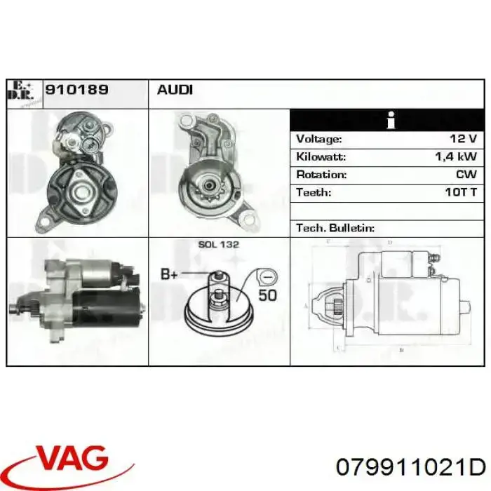 Rozrusznik VAG 079911021D cena, od 179,78 USD