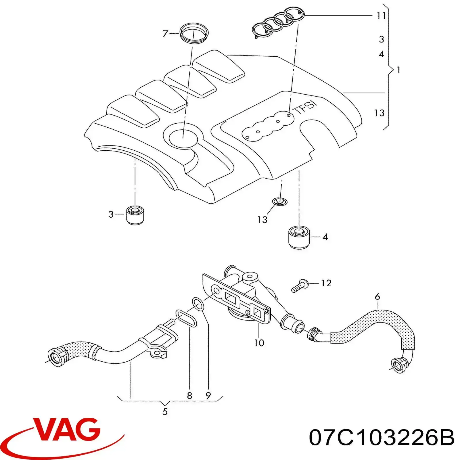 Poduszka ozdobna pokrywy silnika VAG 07C103226B cena, od 2,52 USD