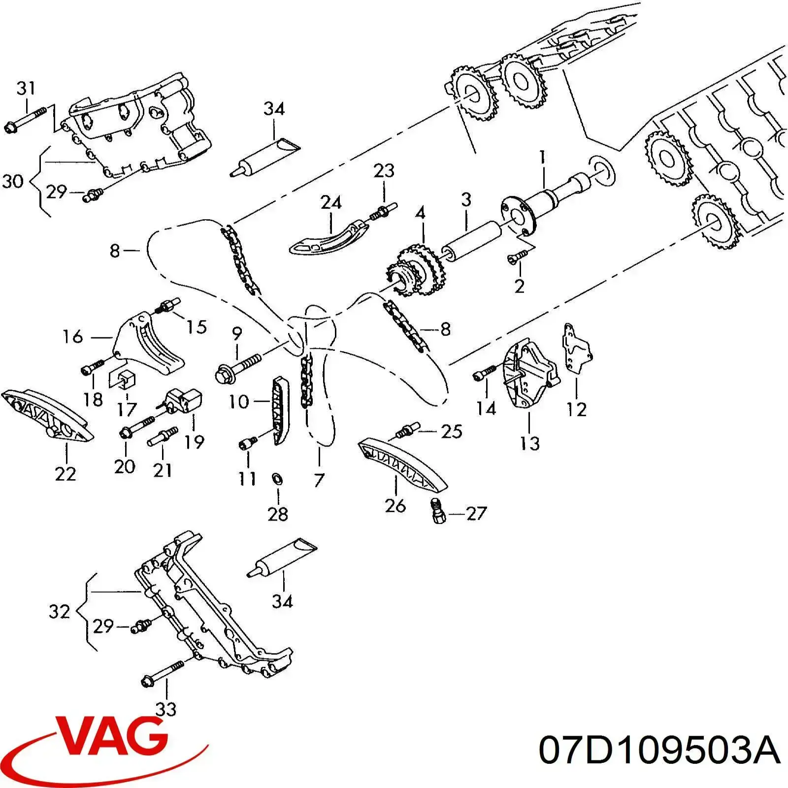 07D109503A VAG Łańcuch rozrządu