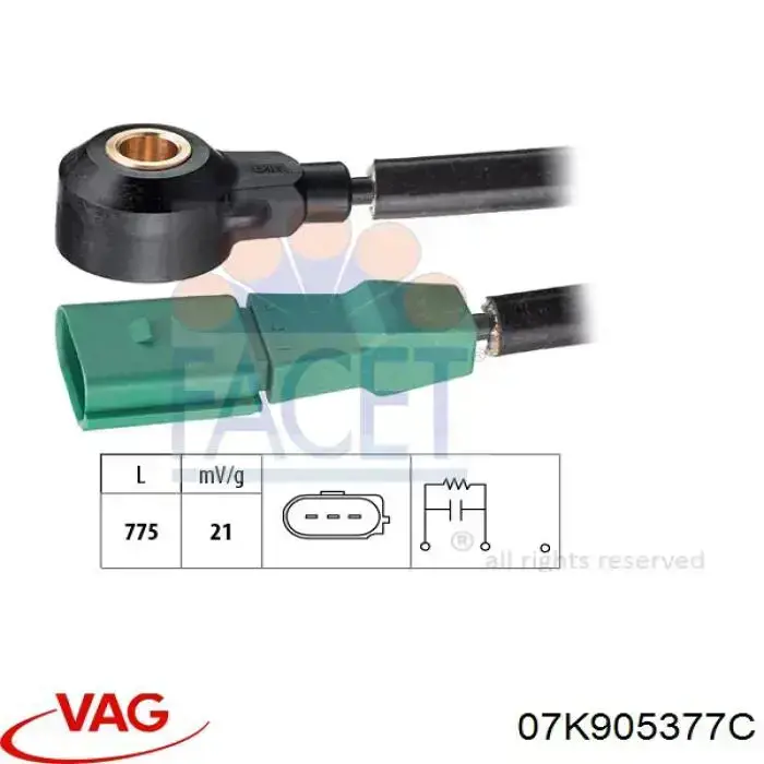 Do koszyka 07K905377C VAG Czujnik stukowy (czujnik spalania stukowego)