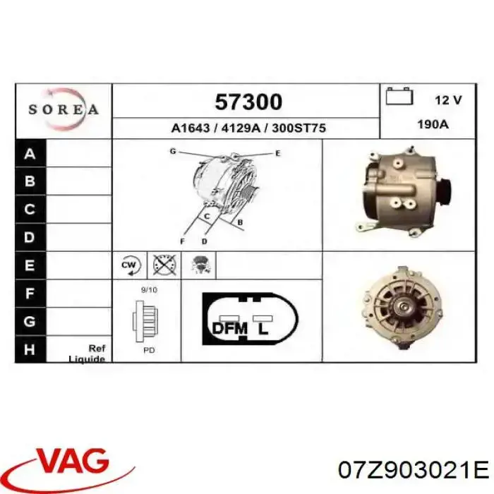 Do koszyka 07Z903021E VAG Alternator