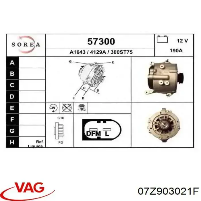 Alternator VAG 07Z903021F cena, od 398,81 USD