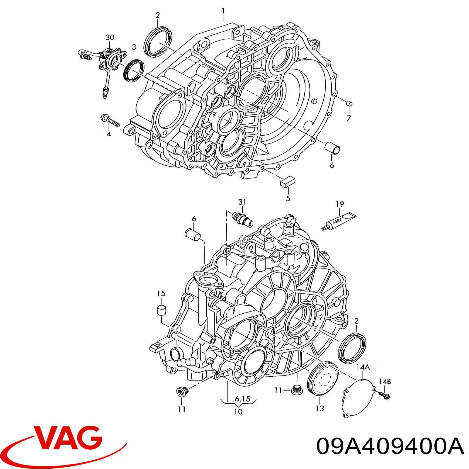 09A409400A VAG Uszczelniacz skrzyni rozdzielczej przedni wyjściowy