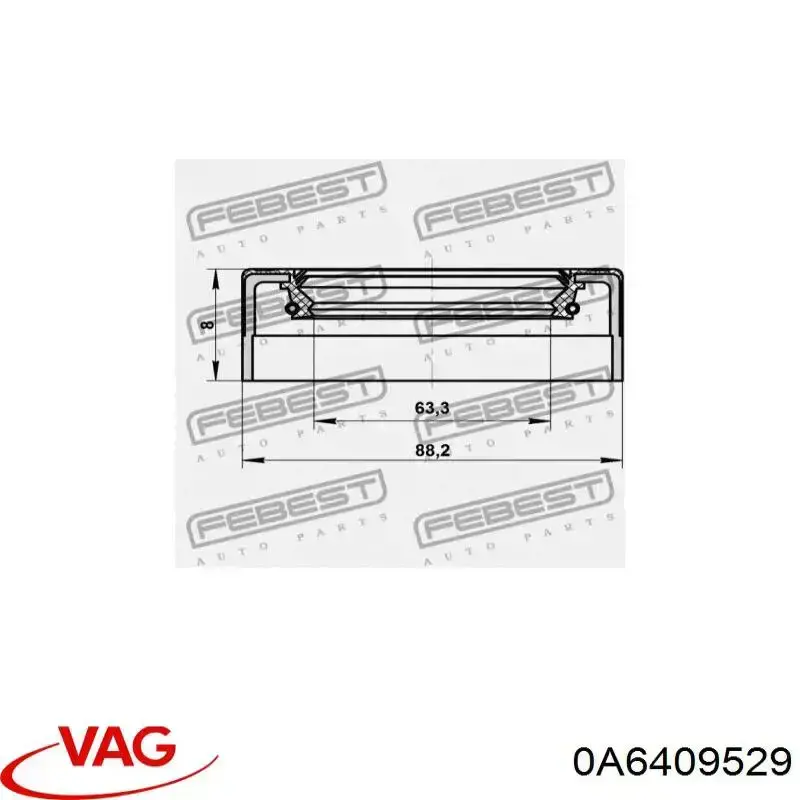 Do koszyka 0A6409529 VAG Uszczelniacz reduktora mostu przedniego