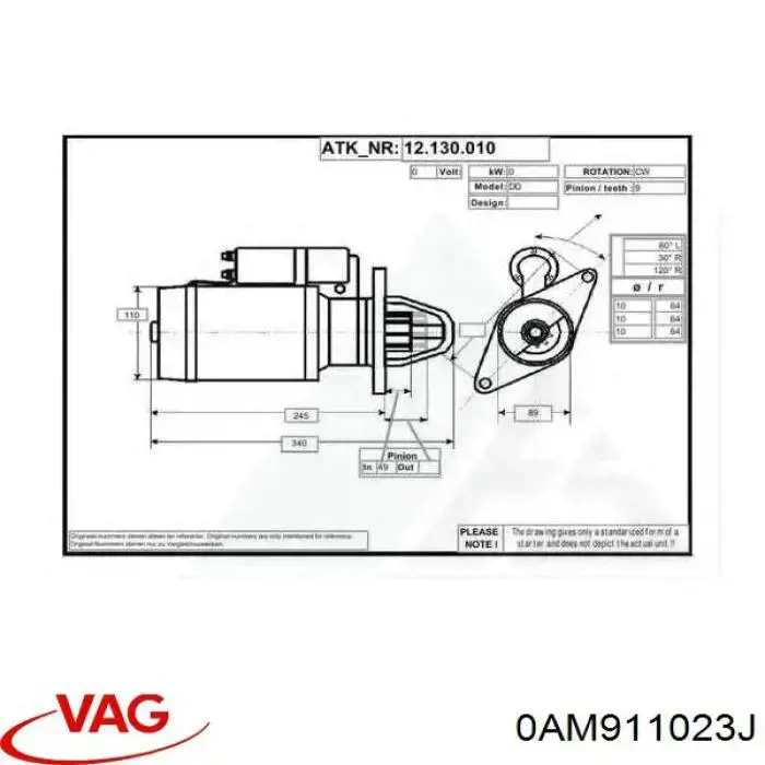Rozrusznik VAG 0AM911023J cena, od 136,75 USD
