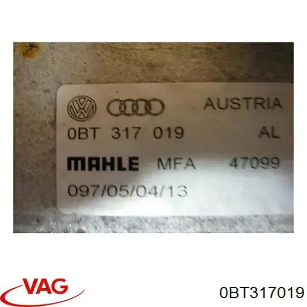 0BT317019 VAG Chłodnica automatycznej/mechanicznej skrzyni biegów