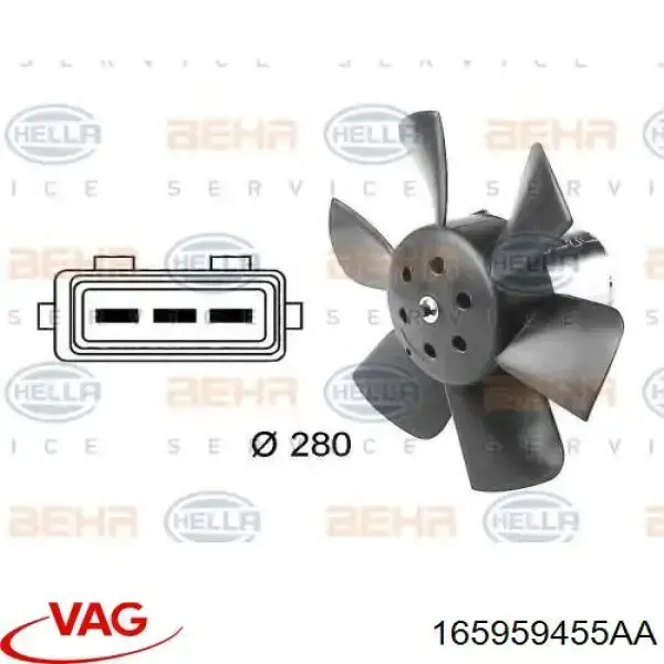 Do koszyka 165959455AA VAG Wentylator elektryczny układu chłodzenia kompletny (silnik+wirnik)