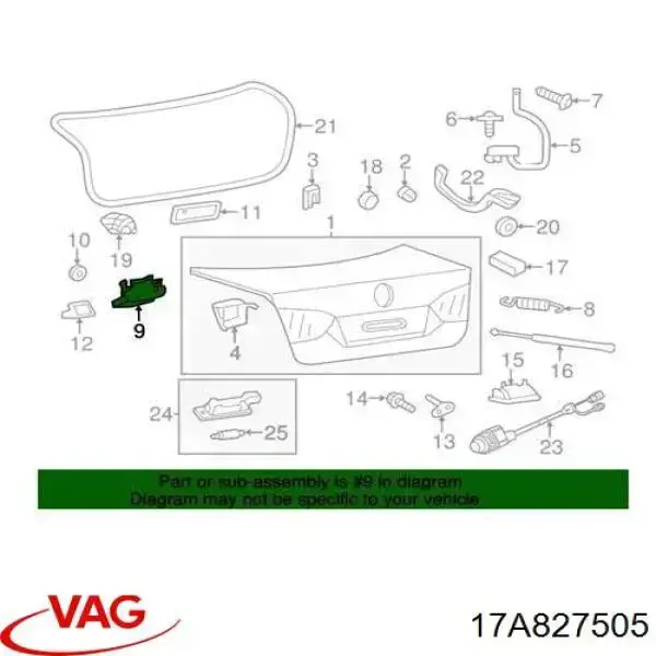 17A827505 VAG Zamek klapy bagażnika (3/5 drzwi tylnych)