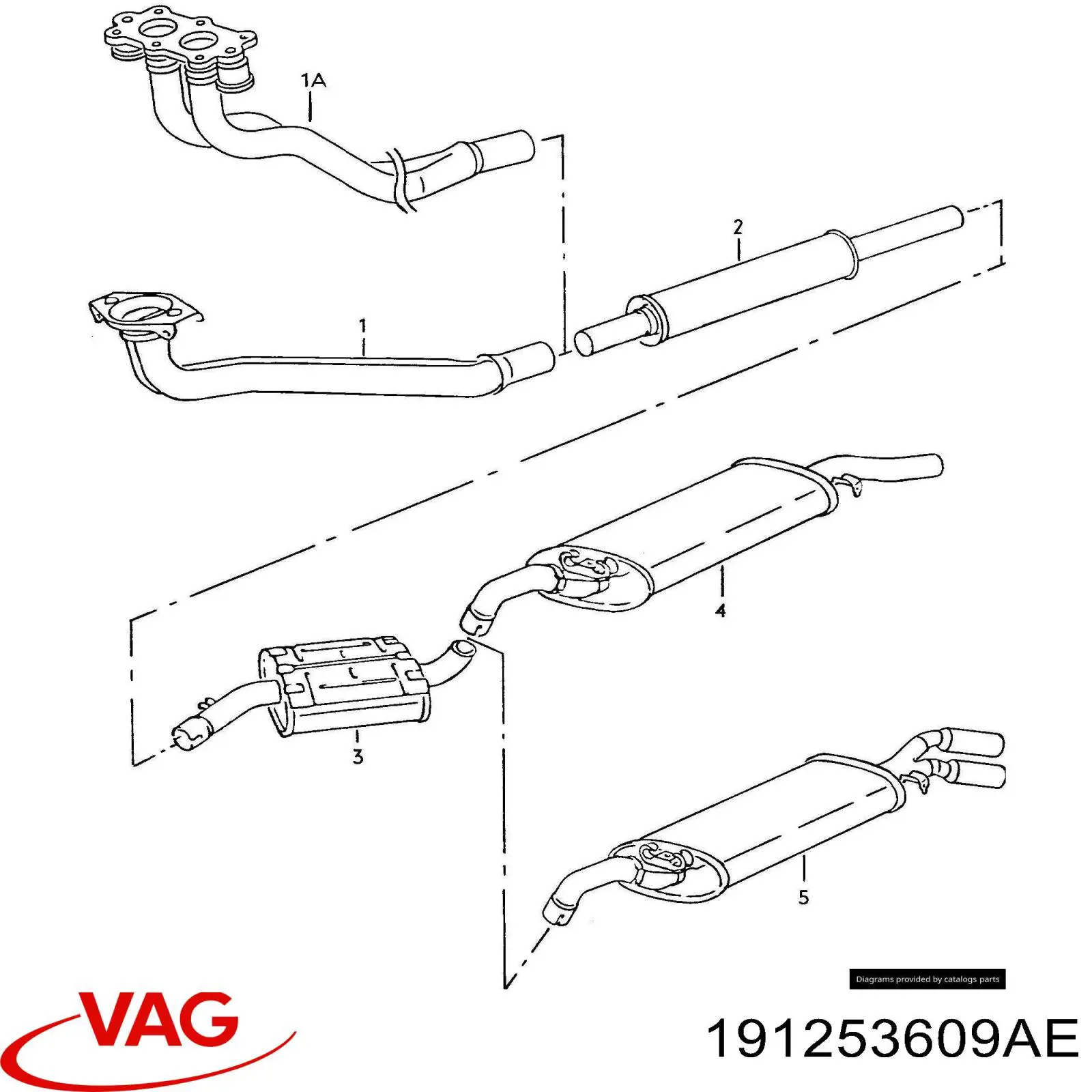 Do koszyka 191253609AE VAG Tłumik, tylna część