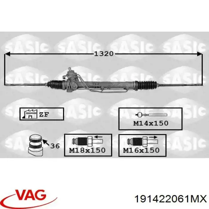 Listwa kierownicza (maglownica) VAG 191422061MX cena, od 26,59 USD