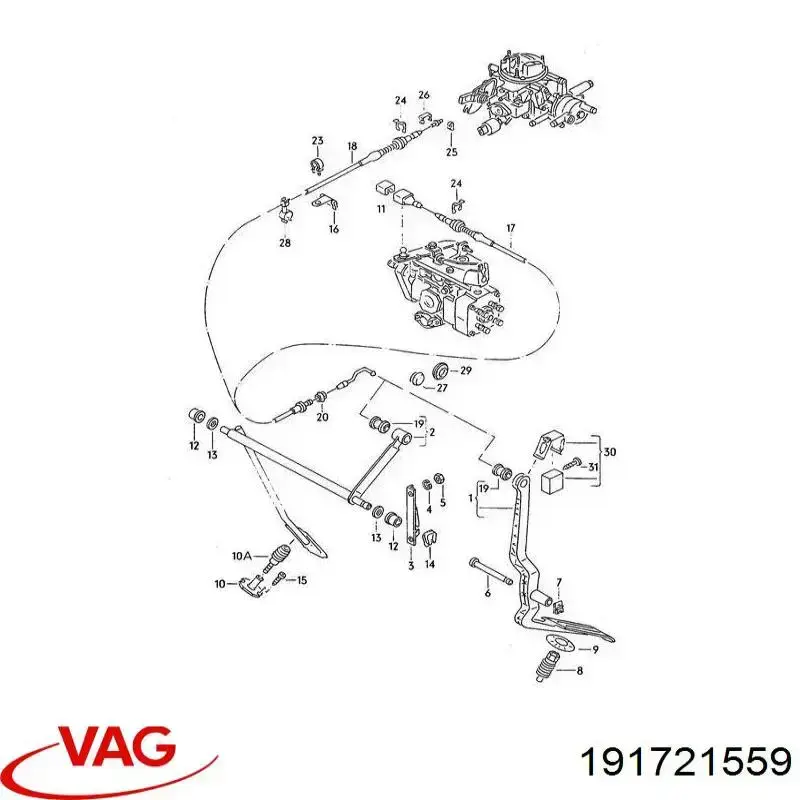 Pedał przyspieszenia (gazu) VAG 191721559 cena, od 2,48 USD