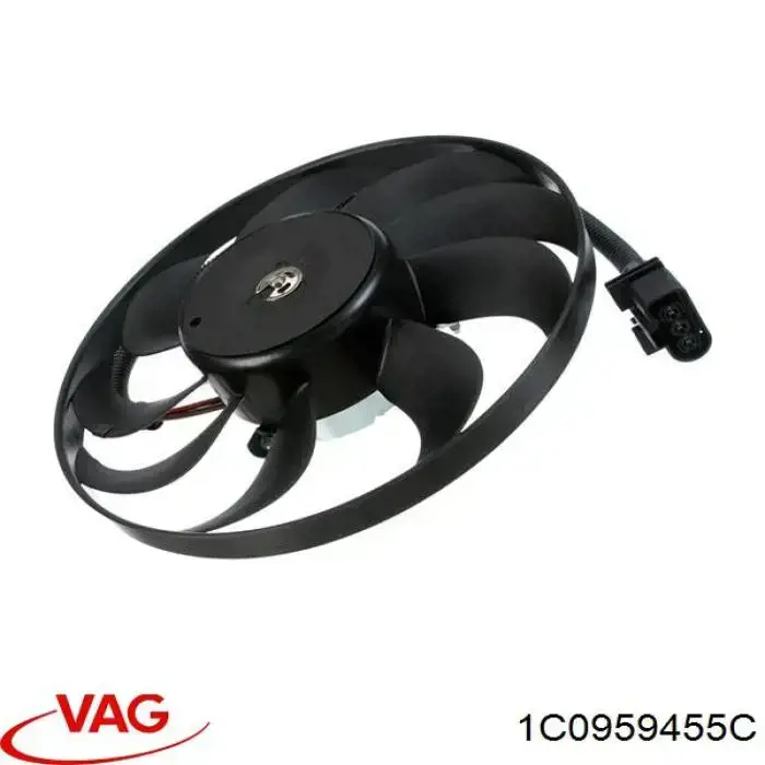 Do koszyka 1C0959455C VAG Wentylator elektryczny układu chłodzenia, kompletny (silnik+wirnik) prawy