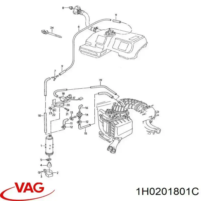 Do koszyka POCHŁANIACZ PAR PALIWA Audi 100 C3 44, 44Q