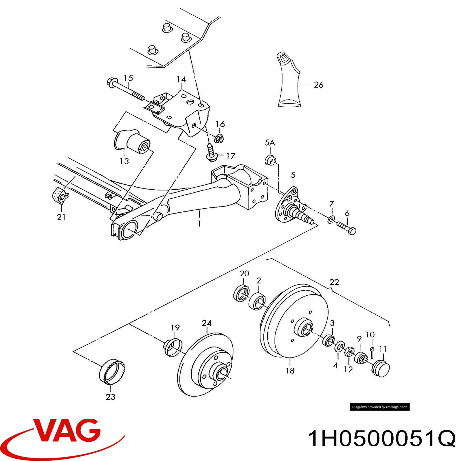 Korpus osi tylnej do Volkswagen Golf III 1H1