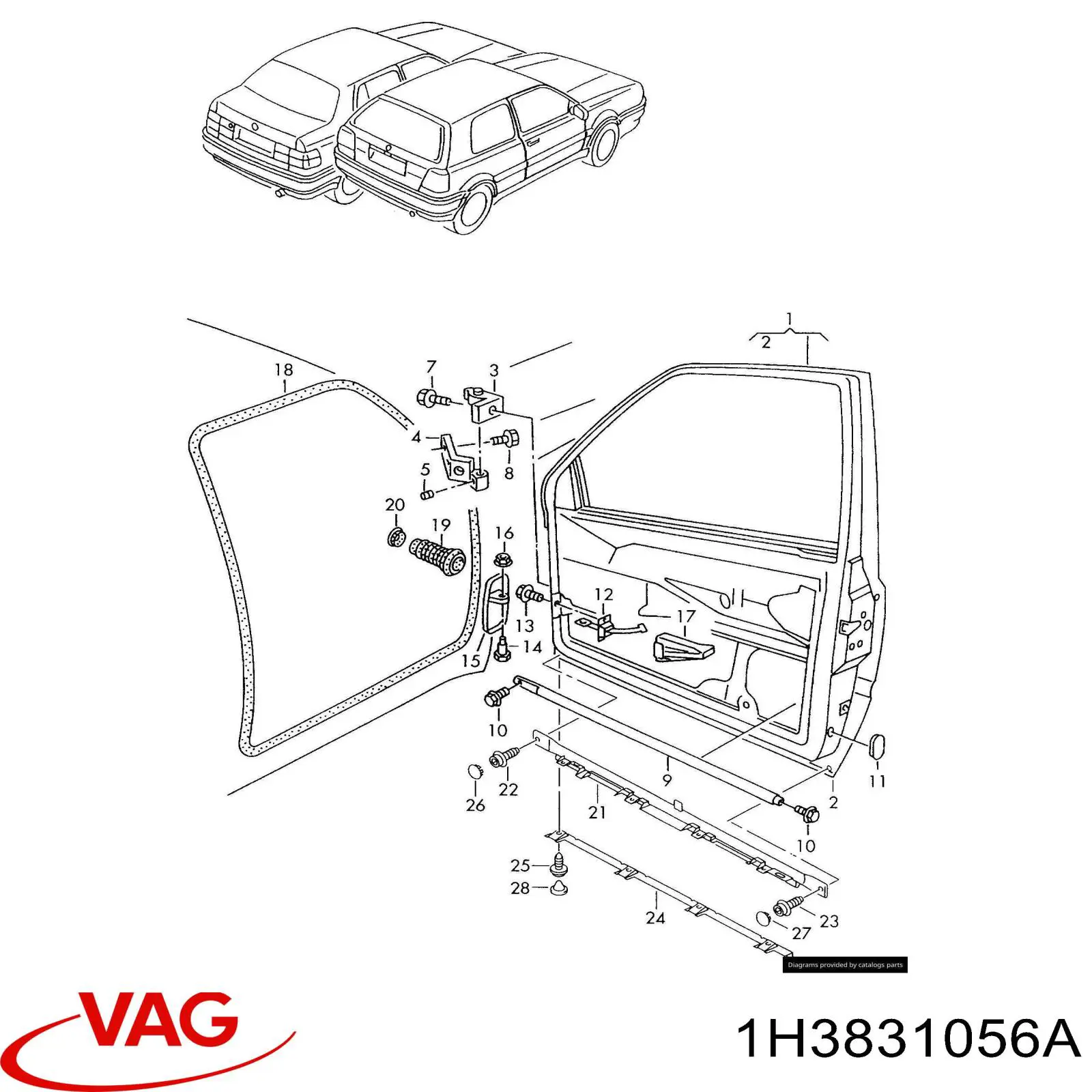 Drzwi przednie prawe do Volkswagen Golf III 1H1
