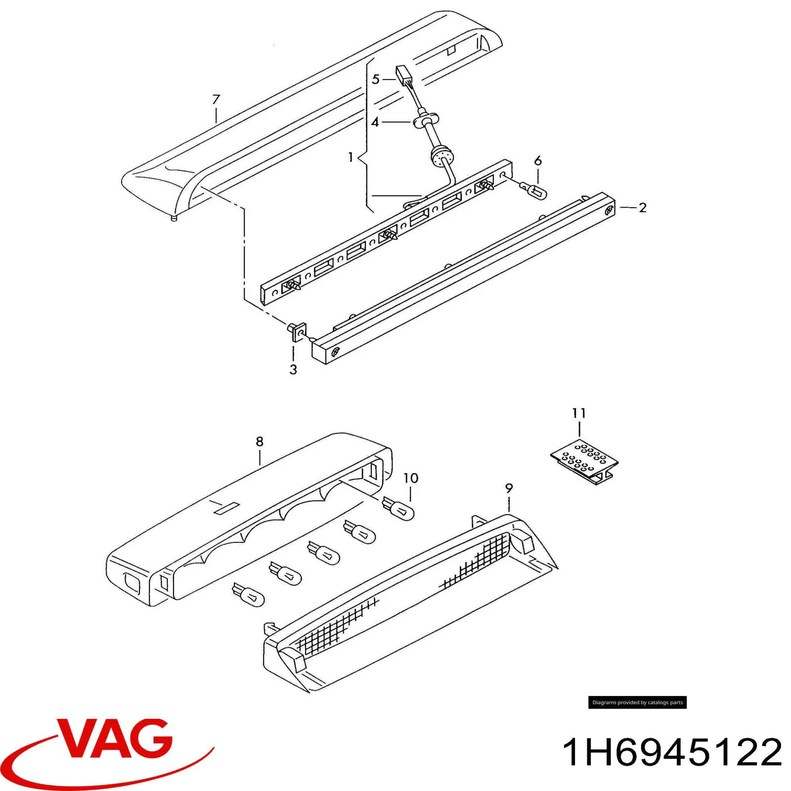 Lampa stop tylna dodatkowa do Volkswagen Sharan I 7M8, 7M9, 7M6