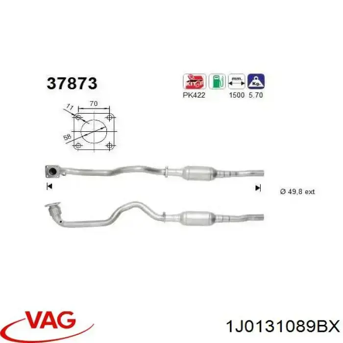 Do koszyka 1J0131089BX VAG Konwerter-katalizator