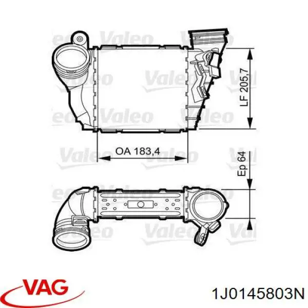 Chłodnica intercoolera 1J0145803N VAG