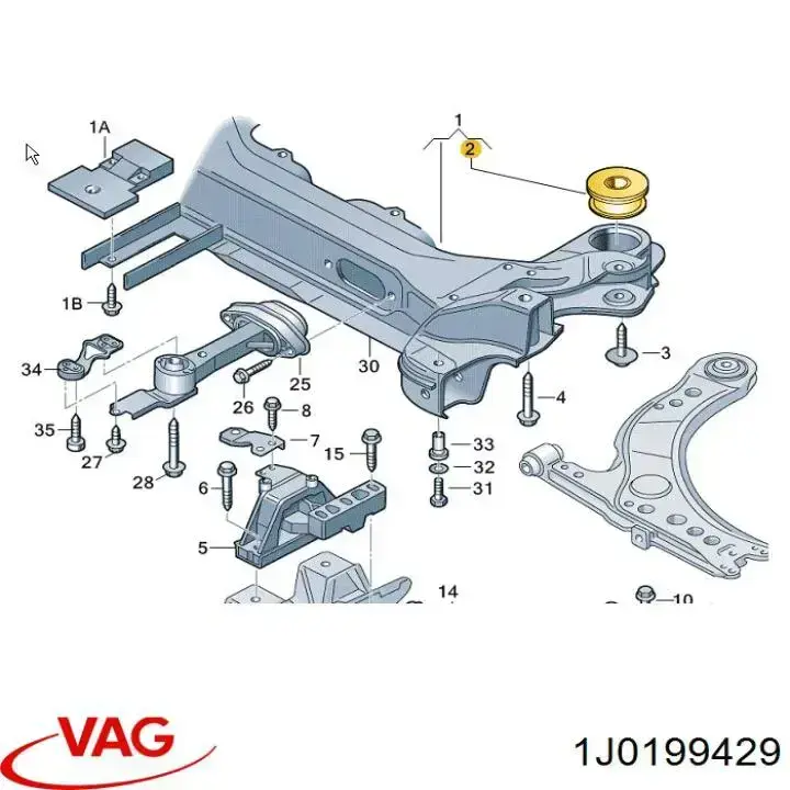 Tuleja (poduszka) przedniej belki 1J0199429 VAG