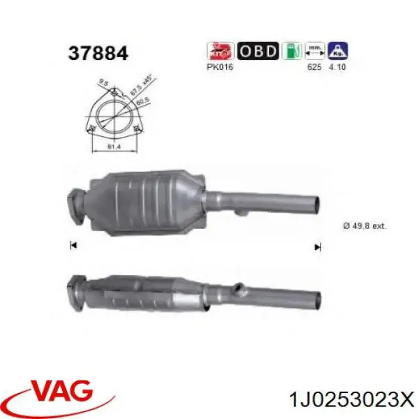 Konwerter-katalizator VAG 1J0253023X cena, od 186,04 USD
