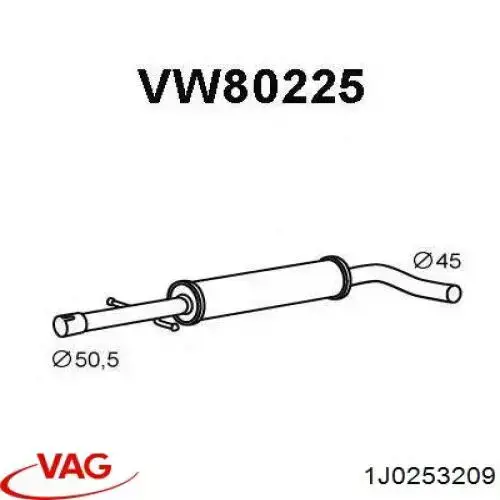 Do koszyka 1J0253209 VAG Tłumik, środkowa część