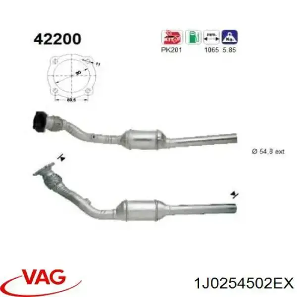 1J0254502EX VAG Konwerter-katalizator