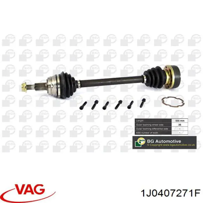 Do koszyka 1J0407271F VAG Półoś napędowa przednia lewa