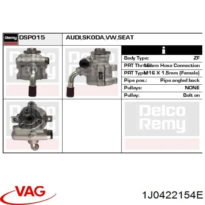 Do koszyka 1J0422154E VAG Pompa wspomagania hydraulicznego kierownicy